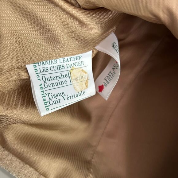 Danier Tan Leather Jacket with Floral Design Hand Drawn Small - Picture 11 of 16